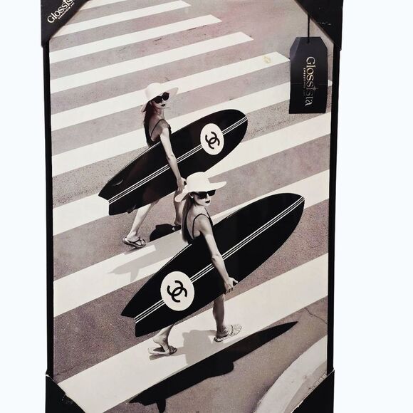 Glossista Ebellished Art CHANEL Surfboard Framed Wall Decor - Picture 1 of 7